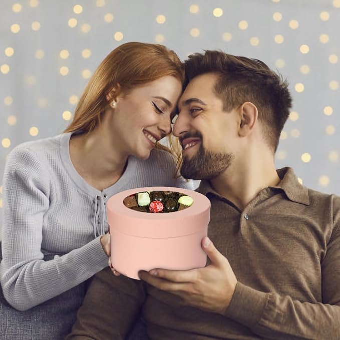 Flower Boxes for Arrangements Nesting Round Gift Boxes with Clear Lids Pink Round Boxes for Flowers Set of 4 Assorted Sizes Flower Boxes for Flower Arrangements, Valentine's Day, Mother's Day,