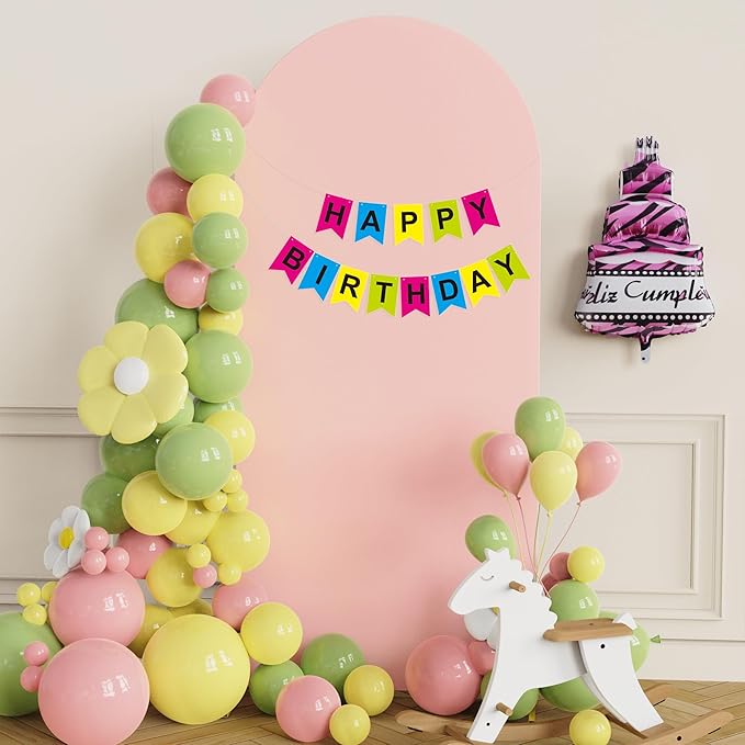 Putros 6ft Metal Arch Stand with Cover Pale Pink Spandex Fitted Wedding Arch Cover and Round Top Chiara Backdrop Stand Set for Birthday Party Baby Shower Decoration
