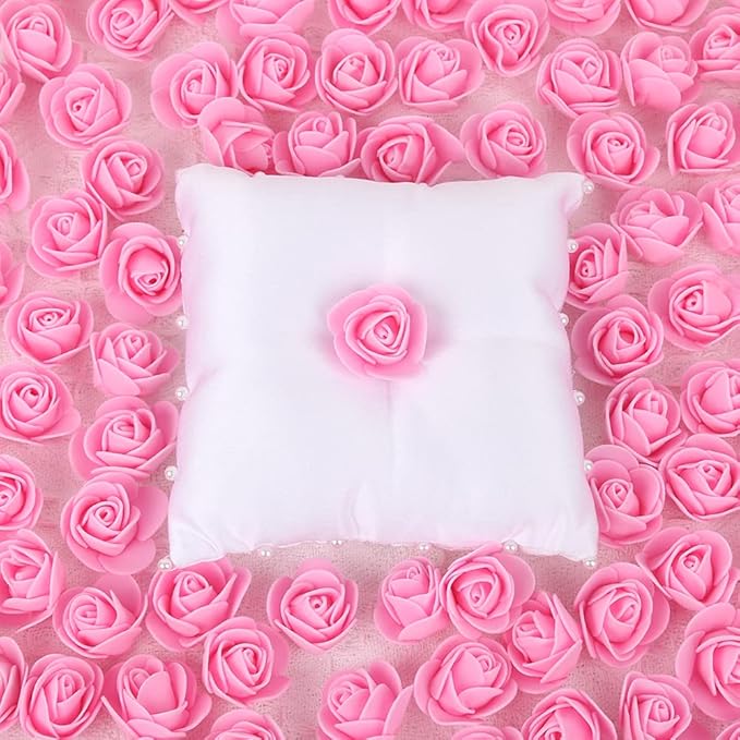 500pcs Mini Foam Rose Heads, Pink Artificial Flower Foam Fake Flower Bulk for DIY Crafts Wedding Bouquets Baby Shower Centerpieces Floral Arrangements Party Tables Home Decorations(Pink)