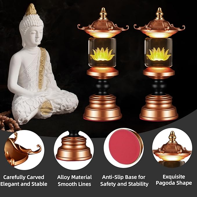 1 Pair 7 Color LED Lotus Lamp Lights - Lotus Lights with Adjustable Switch for Buddhist Occasions, Meditation Buddhist Supplies（11 Inch）