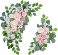 Faux Flowers Wedding Welcome Signs Floral(Pack of 2)，Wedding Arch Flowers for Decorations and Reception Backdrop Decoration (Pink)