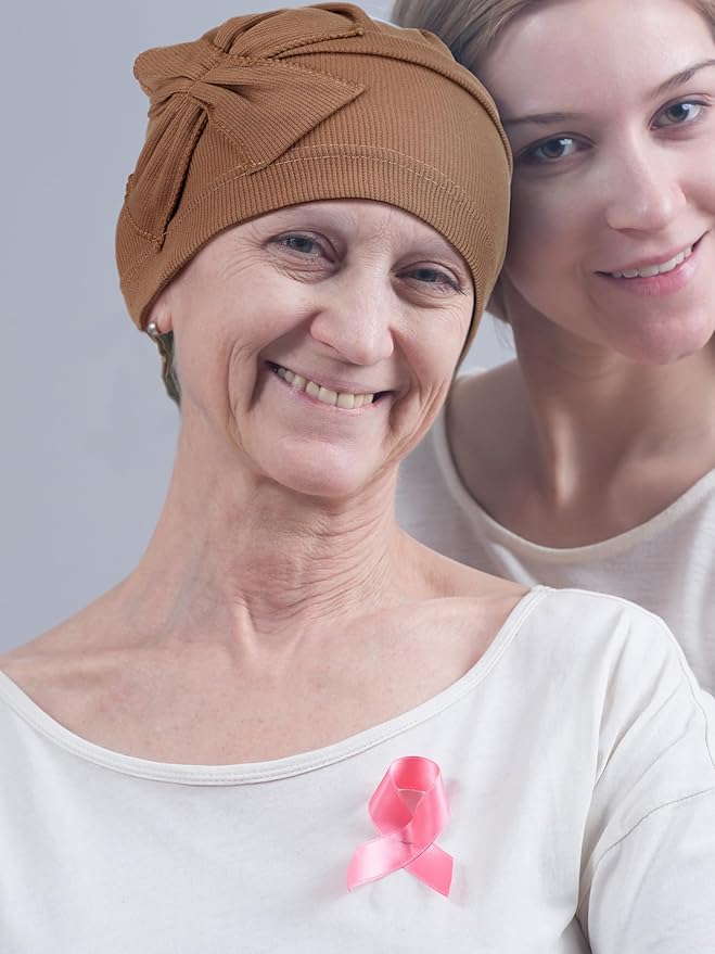 JenPen 6 Pcs Chemo Headwear for Women Stretchy Soft Turbans for Cancer Solid Beanie Flower Chemo Caps for Hair Loss