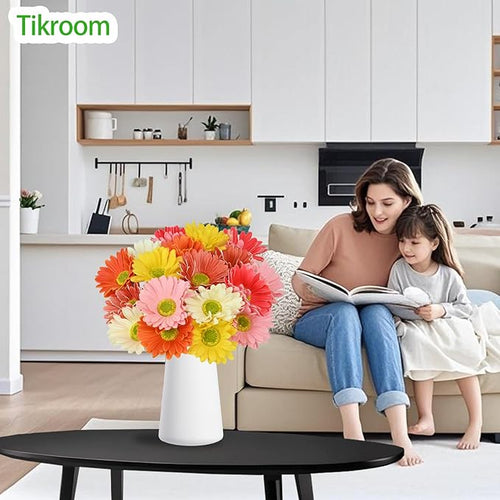 18 Pcs Artificial Gerbera Daisy Flowers Multiclor PU Artificial Fake Daisies Real Touch Bouquet with Stems for Home Arrangements Vase Wedding Birthday Party Office DIY Floral Decorations