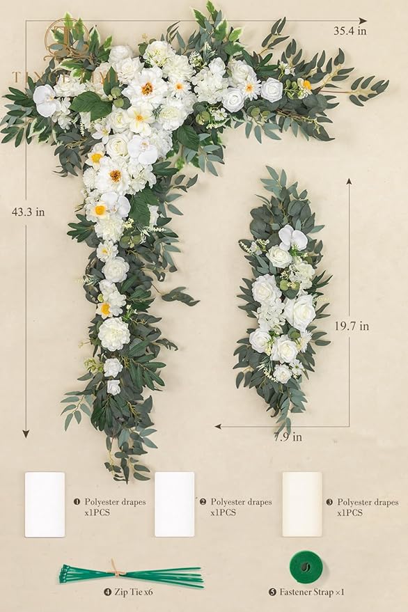 TINGE TIME Artificial Arch Flowers Kit Pack of 5, Wedding Decorations for Reception with Hanging Flowers, Wedding Arch Silk Floral Arrangements Ceremony Backdrop Bridal Shower Outdoor Party Decor