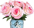 10 Pcs Artificial Rose Bouquets in a Set Faux Flowers with Flannel and Silk-Like Touch Highly Realistic Handmade Ideal for Home Office Wedding Hotel Decorations as Well as Festival Party (Pink)