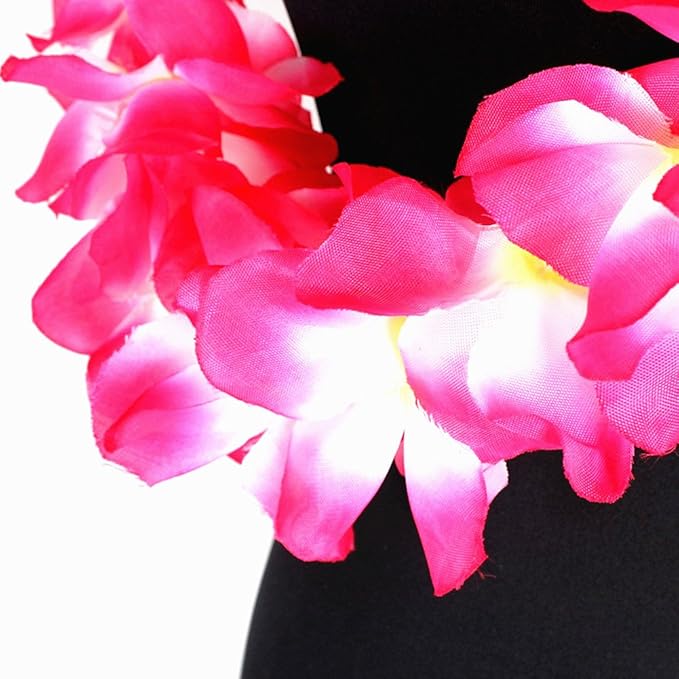 ALIMITOPIA Hawaiian Hula Leis Dance Wreath Garland Artificial Flowers Fabric Neck Loop for Luau Party Costumes (Pink;4pcs)