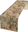 Rustic Woodland Table Runner, Retro Cabin Lodge Fairy Tale Forest Wild Animals Hare Squirrel Print Table Runner for Kitchen Dining Home Decor Wreath Party Decoration, 13x36inch