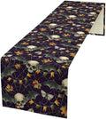 Gothic Table Runner,Vintage Moth Skull Bat Print Table Runner for Home Kitchen Table Dining Garden Farmhouse Wedding Party Decor 13x90 Inch
