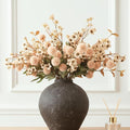 Beige Silk Flower Arrangements For Home Decor, Large Floral Centerpieces For Tables, Fake Mums + Eucalyptus + Wild Flowers in Bulk, Long Stem Artificial Flowers Coffee Dining Table, Faux Mums Flowers