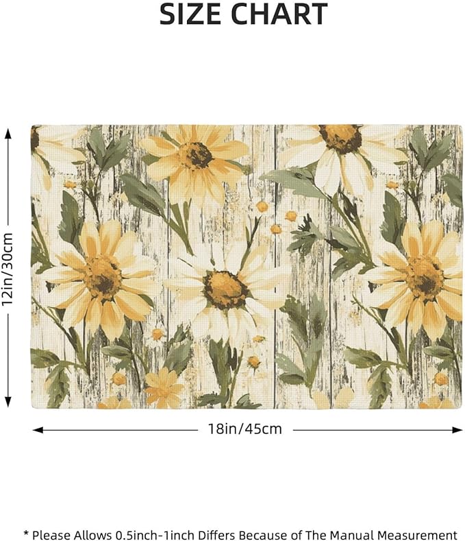Placemats 4 pcs Daisy Double-Layer Imitation Linen Place Mats Non-Slip Heat-Resistant Tablemats for Home Restaurant Hotel 18×12 Inch