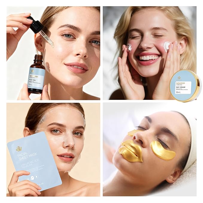 Ylang 23 Pcs Facial Skin Care Kit, Bath and Body Gifts for Women & Men, Spa Kit, Gift Baskets, Birthday Gifts For Women, Cream, Face Oil, Sheet Mask, Gel Eye Mask, Christmas, Valentines, Mother Day