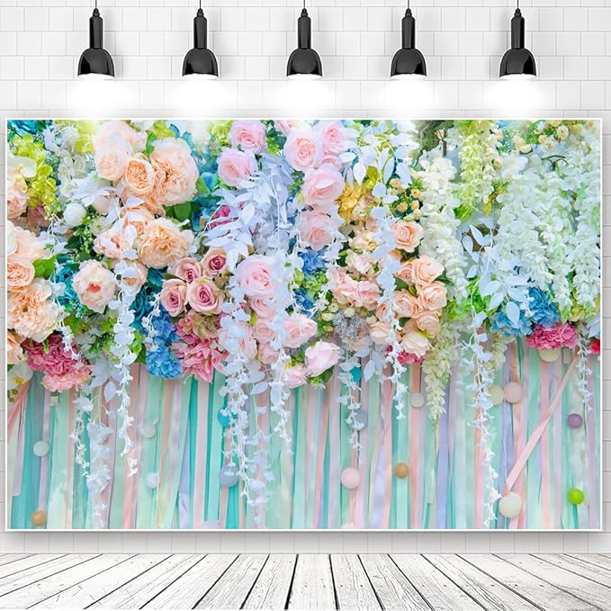 6x4ft Green Leaf Floral Wall Backdrop Flower Photo Background for Birthday Wedding Reception Miss to Mrs Bridal Shower Live Video Decorations
