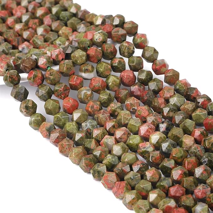 Faceted Natural Unakite Stone Round Beads 6mm 36cm/Strand for Jewelry Making