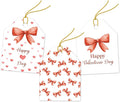 Pro Supply Global 24 Count of 2.5 Inch x 3 Inch Pre Strung Bows Valentine's Day Gift Tag Assorted Printed Designs on Large Cardstock Gift Hang Tags - Ideal to Use on Bags