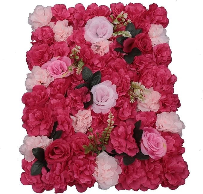LOYALHEARTDY 12 Pack Artificial Flower Wall Panels 24" x 16" Flower Wall Panel Wall Backdrop Faux Hydrangea and Rose Flower Backdrop Panels for Flower Wall Decor Wedding Party Event Decoration