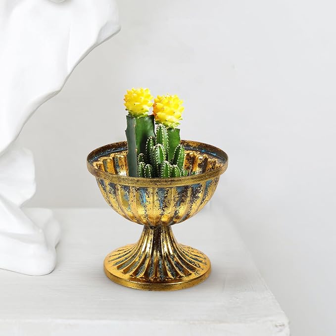 Metal Urn Planter Vintage Iron Flower Vase with Antique Finish for Wedding Centerpiece Home Decor Table Decoration