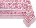 ATOSII Red Bloom 100% Cotton Tablecloth, Handblock Print Rectangle Table Cover for Kitchen Dining I Tabletop Linen I Parties, Wedding, Spring Summer Table Cloth 60 X 108 Inches