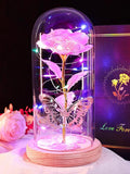 Beferr Christmas Birthday Gifts for Women, Mom Gifts for Christmas Galaxy Glass Rose Forever Preserved Flowers for Delivery Prime Rose in Glass Dome Xmas Gifts for Grandma Wife Sister Her, NPink