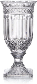 Joeyan 13" Glass Urn Vase,Tall Centerpiece with Ripple Diamond Pattern,Thickened Vase for Home, Wedding Parties
