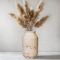 Farmhouse Rustic Vase, 9 Inch White Ceramic Vase for Home Decor Living Room Shelf Office Entryway Table Decor