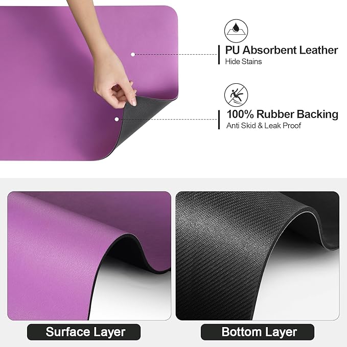 Dish Drying Mat for Kitchen Counter | Coffee Bar Mat for Countertops | Heat Resistant Drainer Mat with Non-slip Rubber Backed | Hide Stain Kitchen Absorbent Draining Mat | Purple 18"x28"