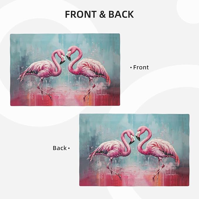 Pink Flamingo Placemats Set of 4 Washable Table Mats Modern Tropical Heat-Resistant Cotton Linen Place Mats for Dining Table Kitchen Indoor Outdoor Party Holiday Decor