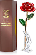 Sinvitron Gold Dipped Infinity Rose - Eternal Resin-Preserved Rose | Forever Flower Decor for Birthdays, Mother’s Day, Anniversaries | Unique Gift for Women, Mom, Wife (Red)