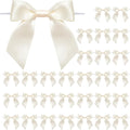 WRAPAHOLIC 30 Pcs 3" Ivory Satin Ribbon Bows with Twist Tie - Pretied Premade Craft Bows for Christmas Party Crafts Treat Bags Gift Wrapping Wedding Birthday Baby Shower