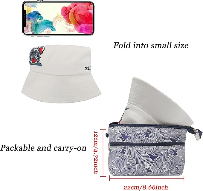 ZLYC Unisex Fashion Embroidered Bucket Hat Summer Fisherman Cap for Men Women