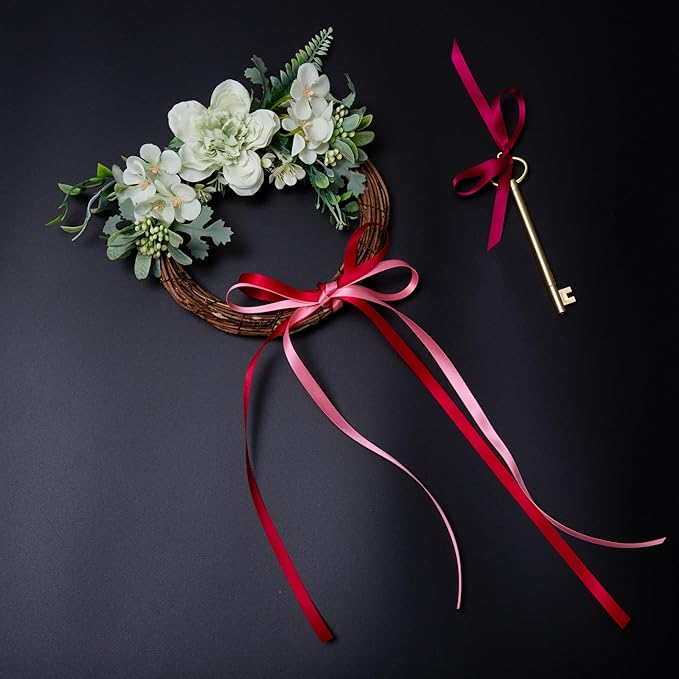 Burgundy Double Face Satin Ribbon 3/8 Inch x 45 Yards Wine Red Coral Pink Fabric Ribbon for Gift Wrapping, Flower Bouquets, Bows Making, Wedding Decor, Invitations, Christmas (3 Rolls *15Yd)