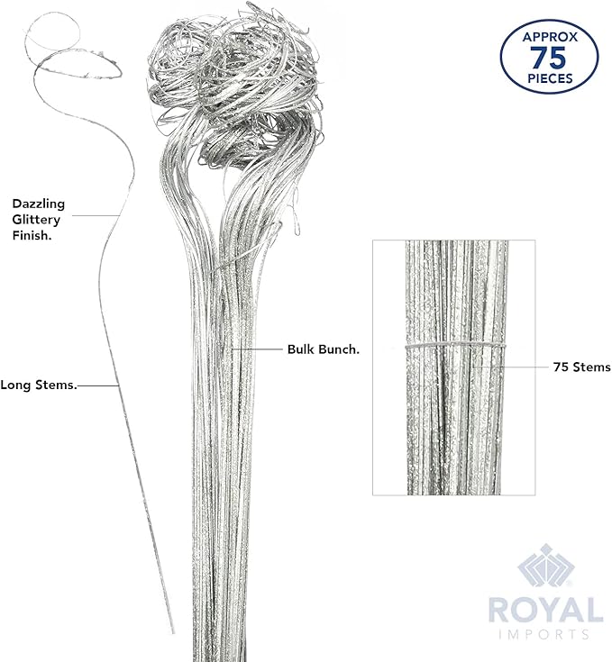 Royal Imports Sparkle Glitter Curly Ting Ting Branches Vase Filler for Wedding, Holiday & Home Decoration, 26”, 75 Stems (Gold)