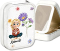 Wrappiness Girls & Women Lovely Makeup Box With LED Mirror - Personalized Jewelry Box Organizer Portable Ideal for Travel, Gift for Daughters Sisters Friends (Birth Month Flower, Women)