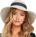 FURTALK Womens Beach Sun Straw Hat UV UPF 80+ Travel Foldable Brim Summer UV Hat