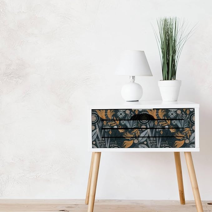 Boho Floral Peel and Stick Wallpaper Leaf Self Adhesive Wallpaper Retro Wall Decor Vintage Botanical Removable Contact Paper 17.7in x 9.8ft