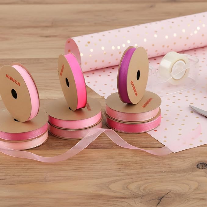 3/8" x 90 Yards Organza Ribbon Set 9 Rolls x 10 Yards Sheer Ribbon for Gift Wrapping Crafts Christmas Decorating, Embroidery, Crafting, Sewing,Wedding, Birthday Party, Holiday. (Mixed Color-2)