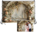 12x8ft Pink Flowers Backdrop Vintage Old Building Wall Spring Roses Floral Photography Bckground for Wedding Birthday Bridal Shower Mothers Day Womens Day Girls Women Mother-to-be Portrait