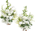 Ling's Moment 17.5" Tall Free Standing Artificial Flowers Arrangements 2 pcs Wedding Aisle Runner Chair Decorations Lily White Green Centerpieces for Ceremony Reception Rose Floral Floor Party Outdoor