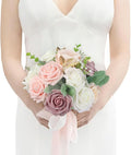 Rinlong 1Pc Dusty Pink Bridesmaids Bouquet Artificial Wedding Bouquets for Bridesmaid Silk Bouquet for Homecoming Prom