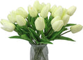 Artificial Flowers 10 Heads Mini Real Touch Artificial Tulip for Home Wedding Party Centerpiece Decoration (Green)