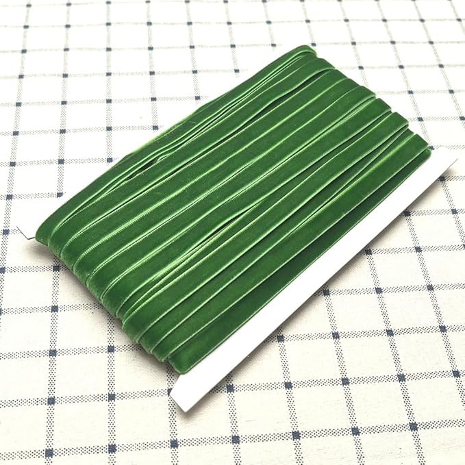 Chenkou Craft Christmas Green 25 Yards 3/8" Velvet Ribbon Lots Bulk (Green, 3/8"(10mm))