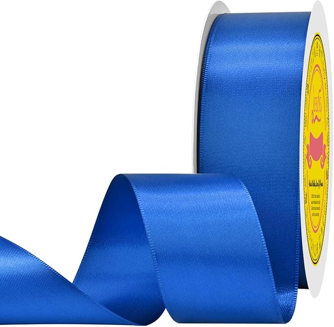 Double Face Satin Ribbon 1-1/2 inch X 50 Yards Polyester Royal Blue Ribbon for Gift Wrapping Very Suitable for Weddings Party Hair Bow Invitation Decorations