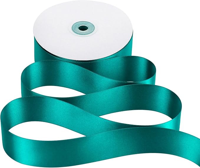 MEEDEE Teal Satin Ribbon - 1.5 Inch Double Faced, Perfect for Christmas Tree, Weddings & Flower Bouquets