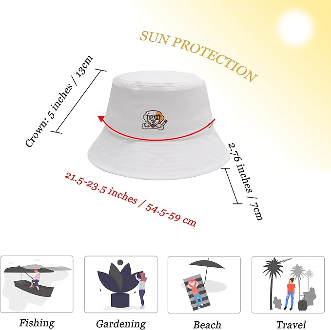 ZLYC Unisex Fashion Embroidered Bucket Hat Summer Fisherman Cap for Men Women