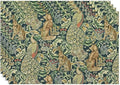William Morris Floral Animal Placemats Set of 4, Vintage Botanical Plant Birds Rabbit Place Mats, Heat Resistant Non Slip Cotton Linen Dining Table Mats for Home Kitchen Party 18x12 Inch