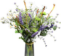 18"-20" Artificial Wildflower Bouquet, Fake Wild Flower Arrangment Faux Daisy & Gerbera Arrangement, Pre-arranged Silk Floral, Bendable Stems, Greeting Card, Rustic Farmhouse Wedding Centerpiece
