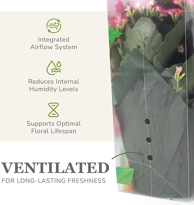 14 Reusable Floral Vase Bag for Bouquets - Portable Flower Bouquet Bags with Ventilation Holes and Ergonomic Handles, Gift-Ready, Jardin Multicolor
