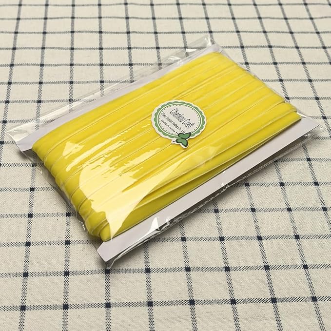 Chenkou Craft Yellow 25 Yards 3/8" Velvet Ribbon Lots Bulk (Yellow, 3/8"(10mm))