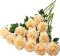 12pcs Champagne Roses Artificial Silk Flowers Faux Flowers with Long Stems for Wedding Decor Home Decor Baby Shower Party Centerpieces Decorations