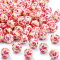 100 PCS 10mm Resin Beads Bulk for Bracelet Making Kit, Flamingo Printed Round Loose Beads for Jewelry Earring Necklace Rings Art Craft DIY Projects
