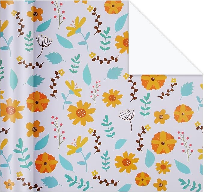 Aimyoo Floral Packing Paper Wrapping Paper Roll 17 in x 10 ft, Blue Red Flower Gift Wrap for Wedding Bridal Shower Birthday